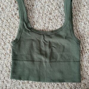 Green Ribbed Tank Top